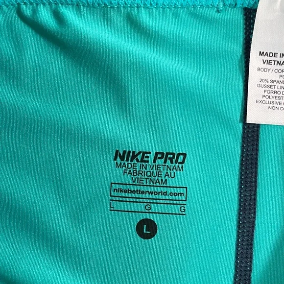Nike Pro Teal and blue yellow Shorts size L EUC - Picture 2 of 6